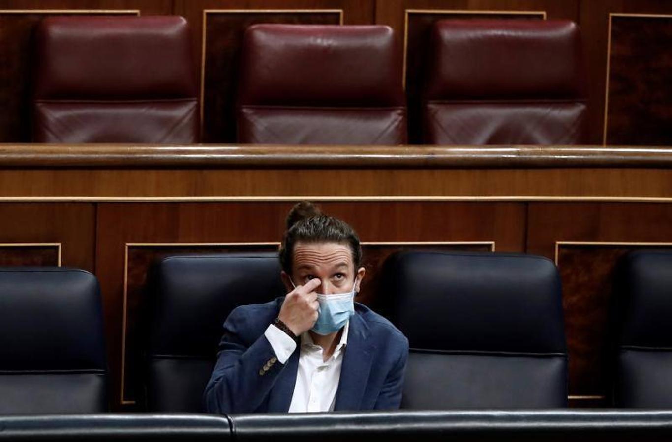 Pablo Iglesias, momentos antes del inicio del debate. 