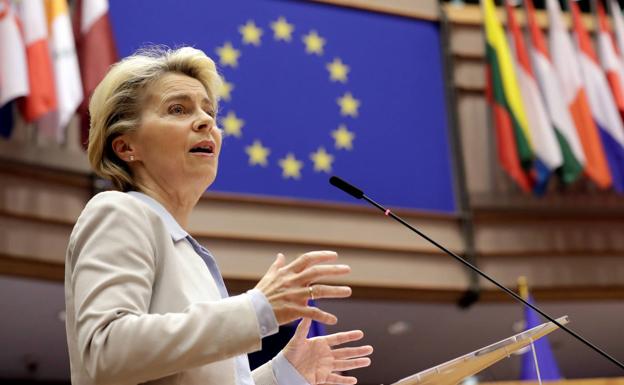Ursula von der Leyen, durante su intervención ante el Parlamento Europeo./Reuters