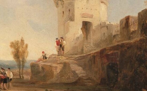Detalle de 'Torre del castillo de Marchenilla, Alcalá de Guadaira' (1833), David Roberts. /Instituto Ceán Bermúdez