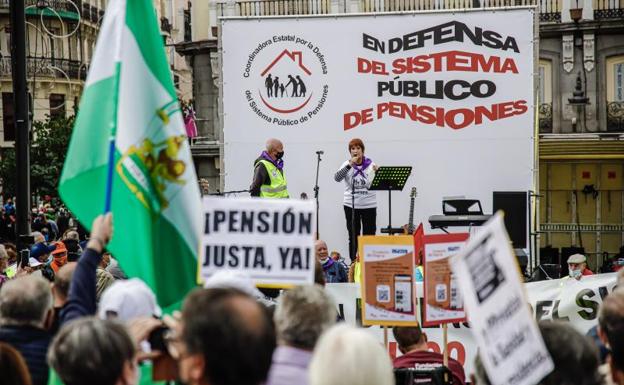 Concentración de pensionistas, en la Puerta del Sol. 