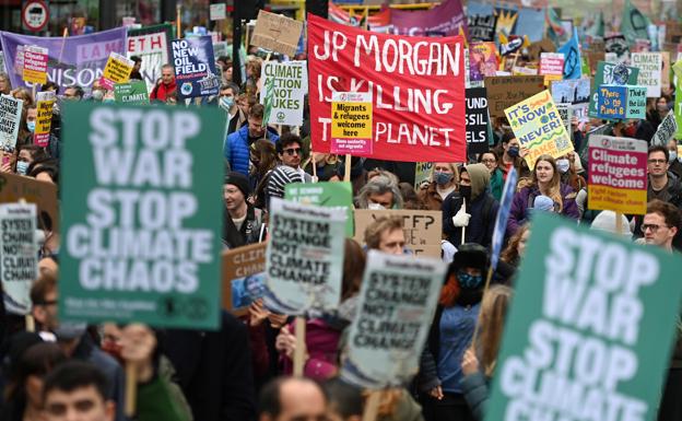 Protestas en Londres por la COP26./efe