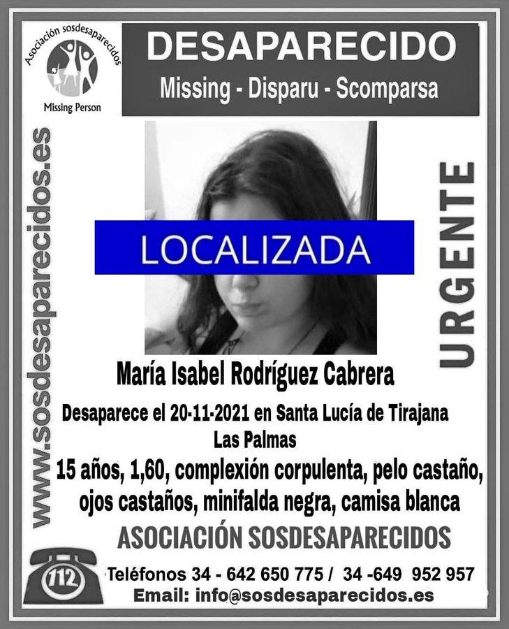 Localizada la menor de 15 años desaparecida en Santa Lucía