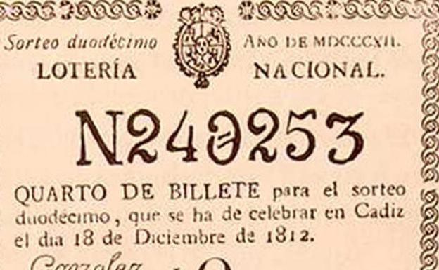 Billete de lotería de 1812./AFP