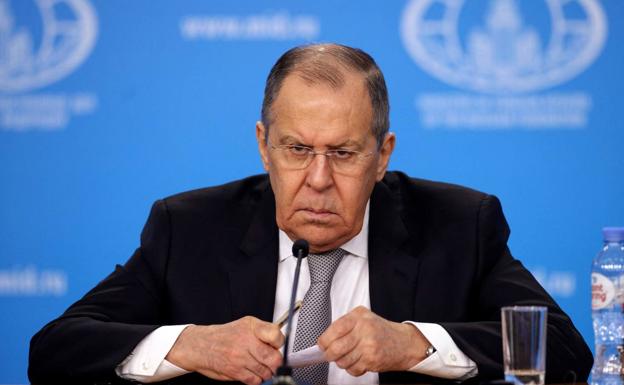 Serguéi Lavrov, ministro de Exteriores ruso, durante su comparecencia este viernes./AFP