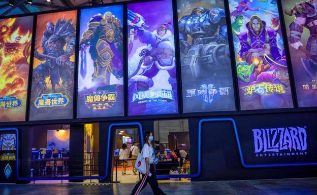 Stand de Activision Blizzard en un congreso internacional en China, en 2020.
