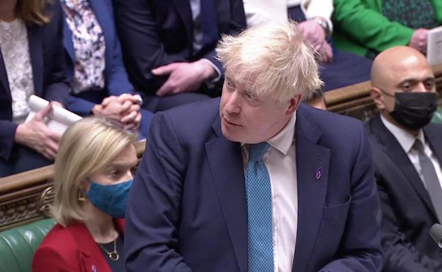 El primer ministro de Reino Unido Boris Johnson, este miércoles en el Parlamwento.