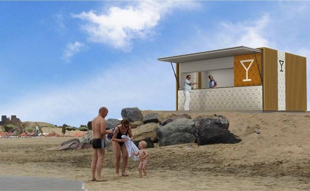 Recreación de los nuevos kioscos, ya instalados en Playa del Inglés y Maspalomas. 