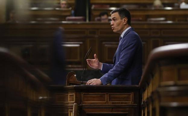 Pedro Sánchez durante su comparecencia de este miércoles en el Congreso./EFE