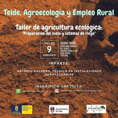 Cartel del taller de agricultura ecológica impulsado por el Ayuntamiento de Telde. 