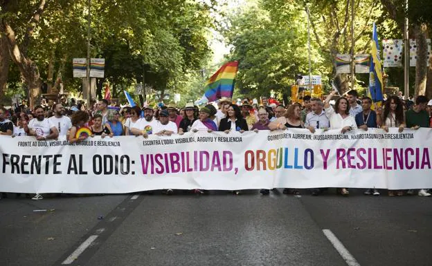 View of the Pride 2022 demonstration, which runs through the streets of Madrid this Saturday 