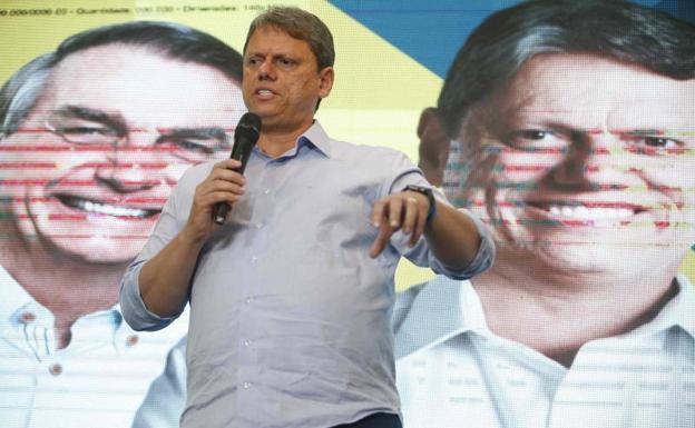 El candidato a gobernador de Sao Paulo apoyado por el presidente, Jair Bolsonaro, Tarcísio de Freitas./Miguel Schincariol / AFP
