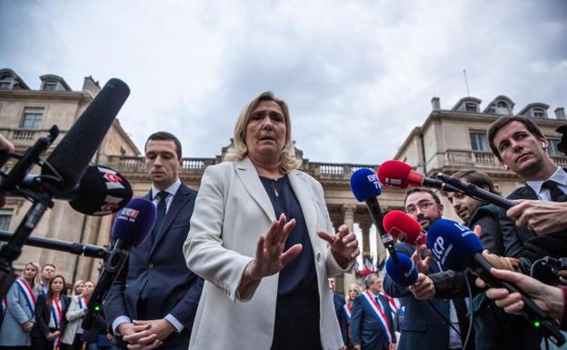 La líder ultraderechista Marine Le Pen, este jueves en París. 