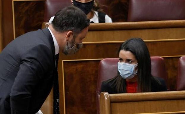 Santiago Abascal e Inés Arrimadas, en el Congreso de los Diputados, en marzo de 2021 /EFE