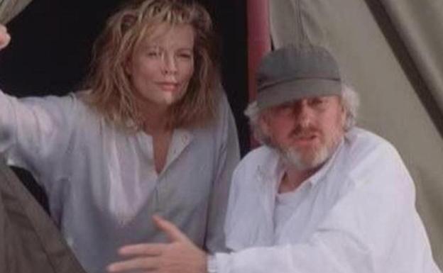 Kim Bassinger and Hugh Hudson, director of 'Chariots of Fire'